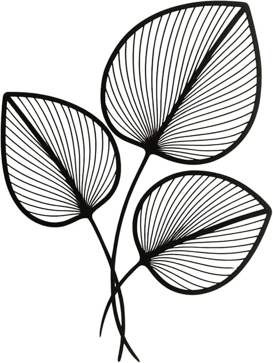 Momchi Minimalist Leaf Metal Wall Art | Modern Botanical Line Art Wall Decor | Boho Steel Leaf Sculpture for Living Room; Bedroom; Office | Scandinavian Nature-Inspired Wall Hanging