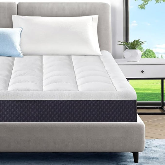 ONENICE 6 Inch Full Size Mattress in a Box, Cooling Gel Memory Foam Mattress, Removable Pillowtop with 3D Snow Down Alternative Filling, CertiPUR-US Certified, Fiberglass-Free, Pressure Relief