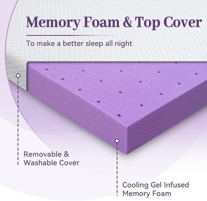 SINWEEK 3 Inch Gel Memory Foam Mattress Topper Twin Size, Ventilated High Density Pad for Back Pain, Bed Topper with Removable Soft Cover, CertiPUR-US Certified