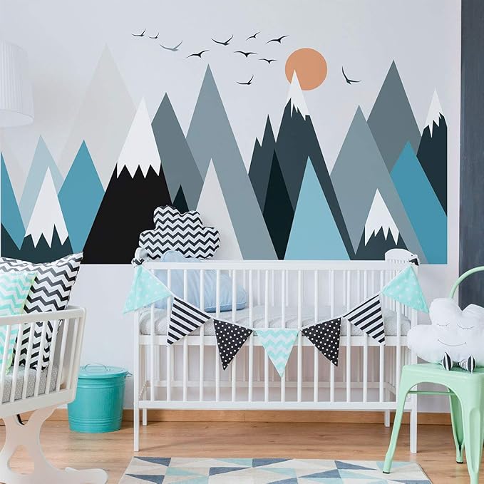 Ambiance Stickers Scandinavian Parka Mountains Wall Decals, DIY Home Decor, Peel and Stick Removable Stickers, Waterproof and Self Adhesive Wall Art - H115 x L230 CM
