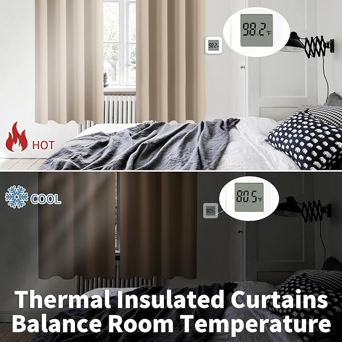 BGment Blackout Curtains - Grommet Thermal Insulated Room Darkening Bedroom and Living Room Curtains, Set of 2 Panels (52 x 72 Inch, Sand)