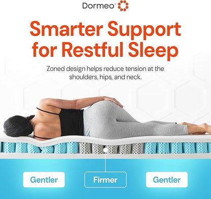 Dormeo Premium Queen Cooling Mattress Topper - 3-Zone OctaspringⓇ Technology for Optimal Back Support, Anti-Slip Bottom