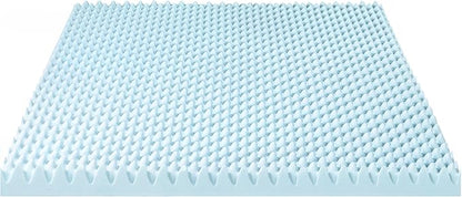 Best Price Mattress 4 Inch Egg Crate Memory Foam Mattress Topper with Cooling Gel Infusion, CertiPUR-US Certified, Twin, Dorm Essentials, Light Blue