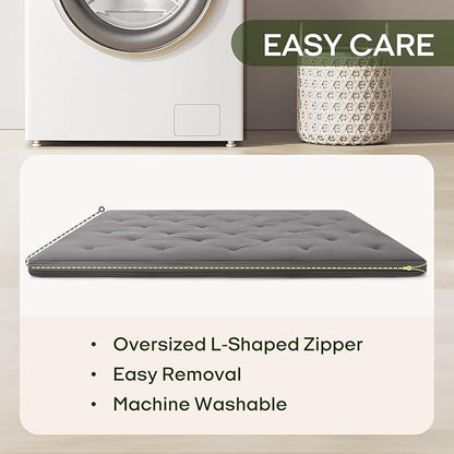 ZonLi Japanese Floor Futon Mattress Twin Size 75"x 39", 100% Cotton Cover 2.5'' Thicken Tatami Mattress, Foldable Sleeping Pad, Portable Dormitory Tatami Mat (Grey)