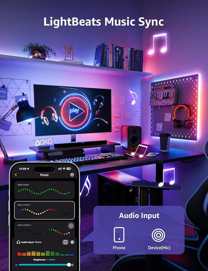 Lepro S1 AI LED Strip Lights for Bedroom - 50ft Smart RGB Light Strips with IC and Rainbow Chasing Effects, Color Segment DIY, Personalized Al Lighting Designer, No Remote, 2.4G Wi-Fi & Bluetooth
