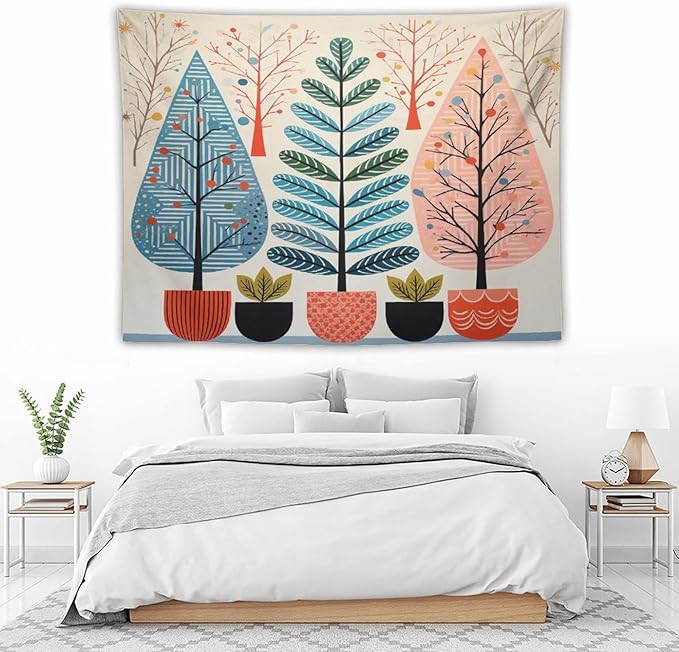 MaSiledy Wall Tapestries Shabby Chic Trees Tapestry Rustic Autumn Wall Hanging Wall Tapestry Aesthetic Wall Decor for Bedroom Living Room Dorm 60"x80" Xmas Wall Hanging Polyester Tapestries