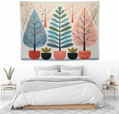 MaSiledy Wall Tapestries Shabby Chic Trees Tapestry Rustic Autumn Wall Hanging Wall Tapestry Aesthetic Wall Decor for Bedroom Living Room Dorm 60"x80" Xmas Wall Hanging Polyester Tapestries