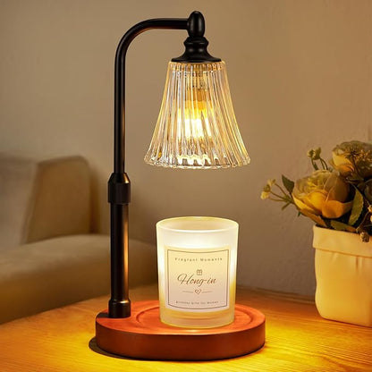 Black Walnut Candle Warmer Lamp with Timer Dimmable,Birthday Gifts for Women,Adjustable Height Wax Melt Warmer for Jar Candles,House Warming Gifts New Home,Ideal for Office,Dorm,Bedroom Home Decor