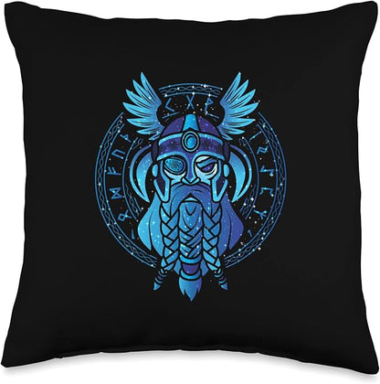 Nordic Country & Celtic Mythology Designs Viking Norway Norwegian Scandinavian Odin Runes Throw Pillow, 16x16, Multicolor
