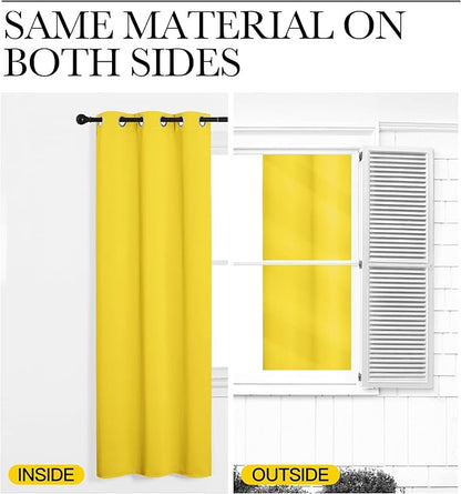 NICETOWN Bedroom Curtain Panels Draperies, Thermal Insulated Solid Grommet Curtains/Drapes (1 Pair, 34 by 63 inches, Bright Yellow)