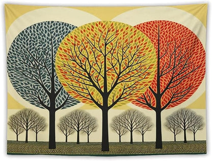 Shabby Chic Trees Tapestry As Wall Art Fall Autumn Tree Tapestry Vintage Aesthetic Tapestries Landscape Tapestry Wall Decor for Bedroom Living Room Dorm 60"x80" Tapestries Winter Snowflake Decorative