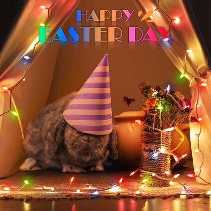 Easter Decorations Mini String Lights - 26.5 feet 100 Count Mini Light Set on White Wire Plug in End to End Connectable for Indoor Outdoor Party Yard Garden Patio Home Easter Decor, Multicolored