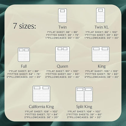 LuxClub 4 PC King Sheet Set, Deep Pockets Wrinkle Free Cooling Bed Sheets Hotel Bedding for Women, Men, Kids & Teens, Includes 1 Fitted Sheet, 1 Flat Sheet and 2 Pillowcases - Silky Soft Emerald