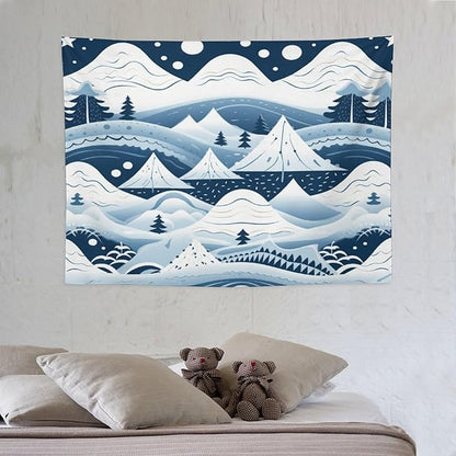 MaSiledy Tapestry Snow Mountain Scandinavian Winter Tapestry Vintage Aesthetic Tapestries Xmas Rustic Winter Holiday Wall Tapestry Wall Decor for Bedroom Living Room Dorm Landscape 30"x40"