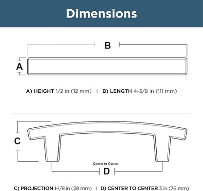 Franklin Brass (10-Pack) – Matte Black Cabinet Handles, 3 Inch Hole Center, Pulls for Drawers, Kitchen Cabinet Door, Dressers | Pierce