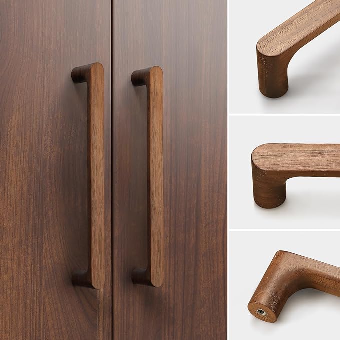 Walnut Round 7-1/2in 4 pcs Wooden Drawer Pulls Handle pulls for cabinets Kitchen Cabinet Drawer pulls Cabinet Door Pull