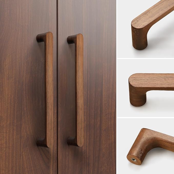 Black Round 7-1/2in 8 pcs Wooden Drawer Pulls Handle pulls for cabinets Kitchen Cabinet Drawer pulls Cabinet Door Pull