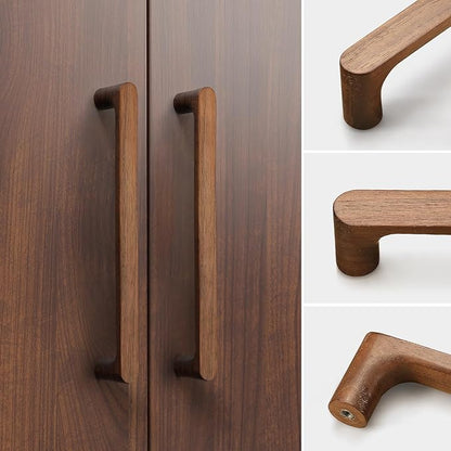 Black Round 5 in 6 pcs Wooden Drawer Pulls Handle pulls for cabinets Kitchen Cabinet Drawer pulls Cabinet Door Pull