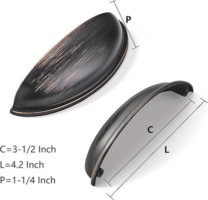 khtumeware 2 Pack 3-1/2" Drawer Pulls Oil Rubbed Bronze Cabinet Cup Pulls Kitchen Hardware Cabinet Handles Drawer Handles Knobs 3.5 inch Hole Center