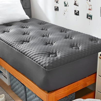 Hansleep College Dorm Twin XL Mattress Topper Viscose Derived from Bamboo, Memory Foam Pillow Top Mattress Topper Twin XL, Breathable Mattress Pad for Back Pain Relief, 39" x 80", Charcoal Grey