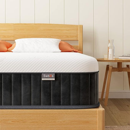 Swbvs Firm Full Mattress, 10 Inch Cooling-Gel Memory Foam & Pocket Spring Hybrid, Firm Feel, Full Size Mattresses, CertiPUR-US Certified, Fiberglass Free