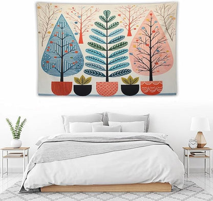 MaSiledy Wall Tapestry Shabby Chic Trees Tapestry Nature Themed Autumn Aesthetic Bedroom Tapestries Wall Art Decor for Bedroom Living Room Dorm 60"x90" Xmas Wall Hanging Polyester Tapestries