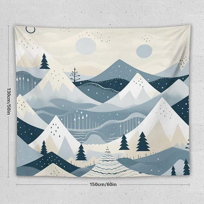 MaSiledy Snow Mountain Scandinavian Winter Tapestry As Wall Art Xmas Merry Christmas Tapestries for Bedroom Aesthetic Landscape Tapestry Wall Art Decor for Bedroom Living Room Dorm 50"x60"