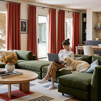 Lazzzy Velvet Blackout Curtains Thermal Insulated Room Window Drapes Super Soft Luxury Curtains for Living Room Bedroom Rod Pocket 2 Panels, Rust Red, 52" W x 90" L