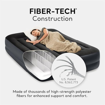 Intex Air Mattress, 64123ED Dura-Beam Plus Pillow Rest Fiber-Tech – Queen Size – Built-in Electric Pump – 16.5in Bed Height – 600lb Weight Capacity