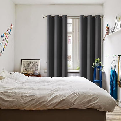BGment Blackout Curtains - Grommet Thermal Insulated Room Darkening Bedroom and Living Room Curtain, Set of 2 Panels (42 x 84 Inch, Dark Grey)
