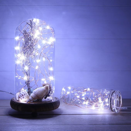 ANJAYLIA 10Ft/3M 30 LED Battery Operated Starry Fairy Lights String Lights for Party Home Wedding Festival Decoration, White