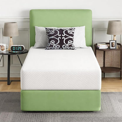 FDW | 10 Inch Twin Mattress | Medium Firm | Gel Memory Foam Mattress | White | Bed in a Box, CertiPUR-US Certified | Pressure Relief, Cooling Ventilated Foam | Washable Removable Cover
