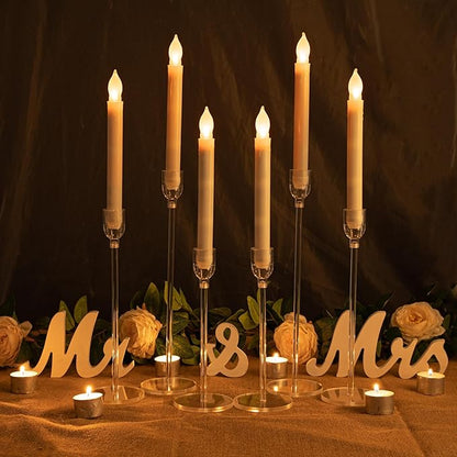 Vincidern 6PCs Acrylic Candle Holders Centerpieces for Table, Taper Candle Holder for Wedding Decor, Dining Room, Halloween, Christmas Decorative Candlestick Holder, Taper Candle Holder Set