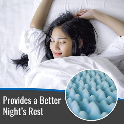DMI 2-Inch Foam Mattress Topper, Egg Crate Foam Pad for Support, Air Circulation, Pressure Relief & Weight Distribution, Twin Size 33 x 72, Blue