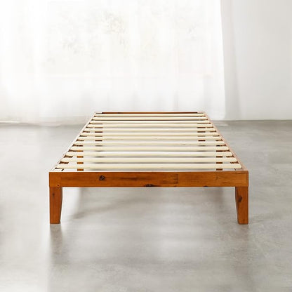 Mellow Naturalista Classic 12-Inch Solid Wood Platform Bed | Wooden Slats, No Box Spring Needed, Easy Assembly | Twin, Cherry