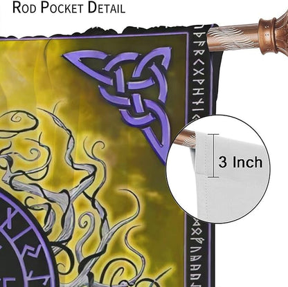 Viking Blackout Curtains Scandinavian Pirate Totem Mythology Golden Tree of Life Printed Curtain Bedroom and Living Room Decoration Blackout Curtains W42 * L45 Inch
