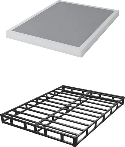 Full Box Spring - 4 Inch High Profile Box Spring for Full Bed, Sturdy Metal Frame Mattress Foundation, Easy Assembly, Quiet & Noise-Free