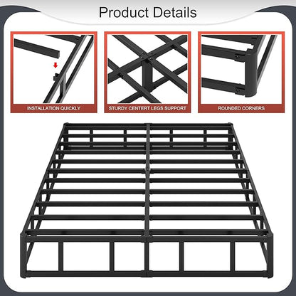 10 Inch High Profile Full Size Box Spring Heavy Duty Metal Box Spring Full Size with Fabric Cover, Sturdy Mattress Foundation, Easy Assembly, Noise Free, Black