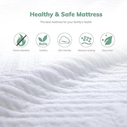 EGO White 8 Inch Queen Memory Foam Mattress, Gel Green Tea Mattress Bed in a Box, CertiPUR-US Certified, Double Mattress, 60"x80", Medium Firm