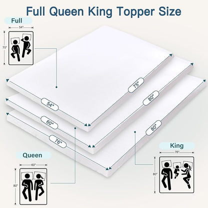 Airensky 2 Inch Memory Foam Mattress Topper, Cooling Gel Infused High Density King (76"x80") Topper with Removable Skin-Friendly Cover, Bed Topper for Pressure Relief Back Pain, CertiPUR-US Certified