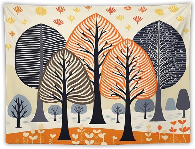 MaSiledy Tapestries Shabby Chic Trees Tapestry Watercolor Rustic Forest Tapestry for Bedroom Aesthetic Wall Hanging for Dorm Living Room 30"x40" Holiday Scene Banner for Winter Christmas Party