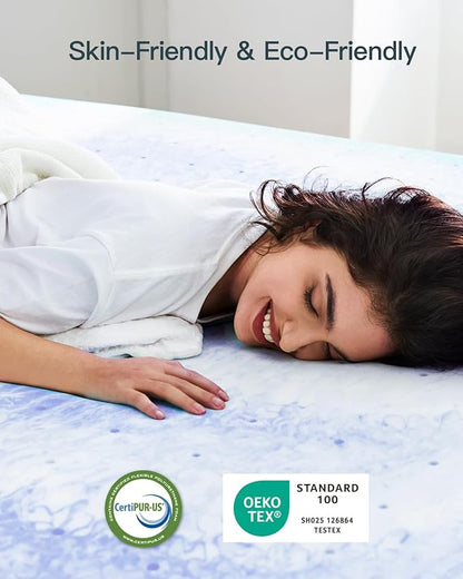 PERLECARE 3 Inch Queen Memory Foam Mattress Topper for Pressure Relief, Cooling Gel Infusion, CertiPUR-US Certified Purple, PCMTQ34PU-US