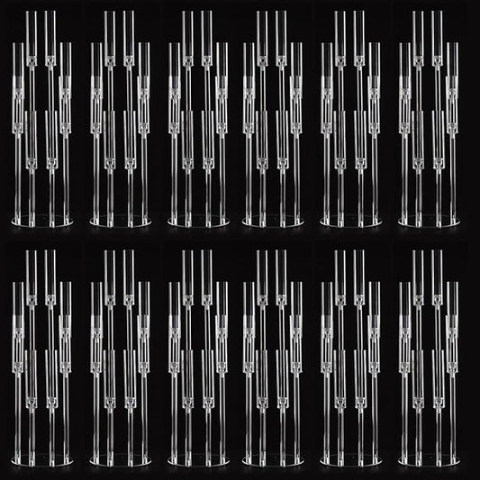 12PCS 8 Arm Acrylic Candelabra for Party Table Centerpiece,Clear Candelabra Centerpiece for Wedding 38.5 Tall Floor Candle Holder for Christmas Party Baby Shower Decor candelabros para centros de mesa