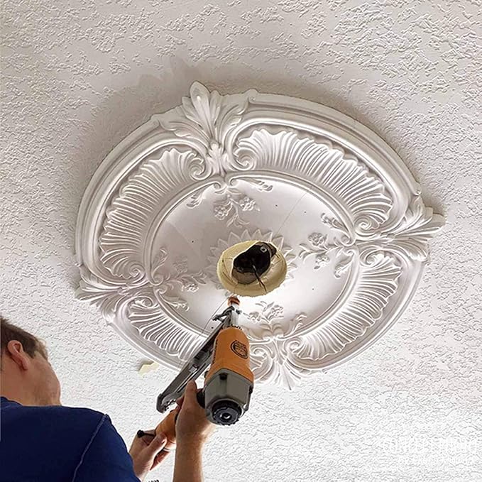 Ekena Millwork CM12BR Bradford Ceiling Medallion, 12 1/2"OD x 3 7/8"ID x 3/4"P (Fits Canopies up to 6 5/8"), Primed