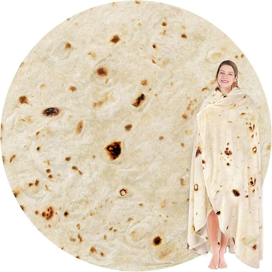 Jorbest Burrito Tortilla Throw Blanket Birthday Gifts for Women Men Teen Boys Girls, Novelty Tortilla Food Blanket Funny Gifts for Adult Kids, 285 GSM Soft Flannel Taco Blanket (Yellow, 71 inches)