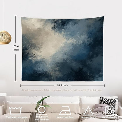 Batmerry Muted Color Artwork Tapestry, Monochromatic Blend Artistic Overlay Wall Art Hanging Decoration Polyester Fiber White Ruffled Around for Dorm Room Bedroom Living Room, 39.1x59.1 inches