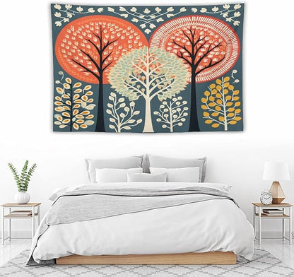 MaSiledy Shabby Chic Trees Tapestry Wall Hanging Fall Autumn Tree Bedroom Tapestries Landscape Tapestry Wall Art for Home Decor 60"x90" Bedroom Xmas Tapestry for Bedroom Christmas Backdrop