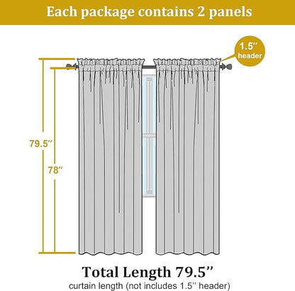 OWENIE Sheer Curtains 78 Inches Long 2 Panels Set for Bedroom Living Room, Light Filtering Voile Blue Sheer Curtain, Airy Rod Pocket Farmhouse Curtains, Royal Blue, Each 42Wx78L inch