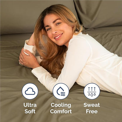 Full Size 4 Piece Sheet Set - Comfy Breathable & Cooling Bed Sheets Set - Hotel Luxury Bedding for Women, Men, Kids, Teens, Boys & Girls - Deep Pockets, Ultra-Soft and Wrinkle Free - Oeko-Tex - Khaki