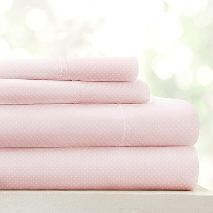 Linen Market Double-Brushed Patterned Microfiber Twin Sheet Set 3 Piece – Oeko-TEX Certified Ultra Soft & Wrinkle-Free - 16" Deep Pocket Sheets - Easy Care Twin Size - My Heart Pink